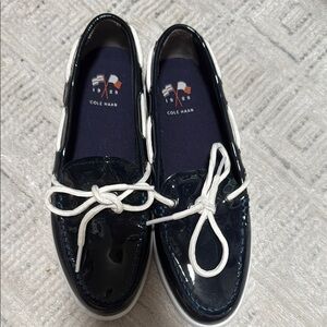 Cole Haan Blue and White Moccasins with Nautical Style